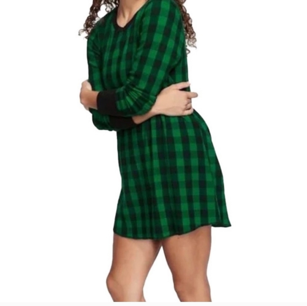 Victoria's Secret Thermal Green Plaid Nightshirt/Nightgown- Size XL - Picture 2 of 8
